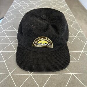 Black Wanderers corduroy hat with adjustable strap